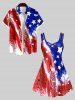 Plus Size American Flag Patriotic Crisscross A Line Sleeveless Dress -  