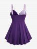 Plus Size Butterfly Buckle Decor Two Tone Backless Crossover Tank Top -  
