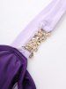 Plus Size Butterfly Buckle Decor Two Tone Backless Crossover Tank Top -  