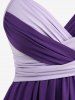 Plus Size Butterfly Buckle Decor Two Tone Backless Crossover Tank Top -  