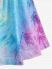 Plus Size Ombre Tie Dye Flocking Bamboo Leaf Crisscross Buckle Ruffles Tank Top -  
