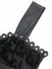 Plus Size Rose Flowers Flocking Mesh Lace-up Grommets Lace Trim Asymmetrical Tank Top -  