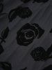 Plus Size Rose Flowers Flocking Mesh Lace-up Grommets Lace Trim Asymmetrical Tank Top -  