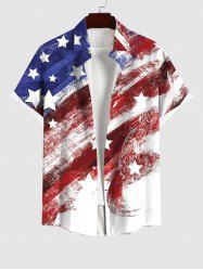 Chemise à Boutons avec Poche et à Imprimé Graffiti Drapeau Américain Grande-Taille pour Hommes - Multi-A M
