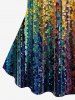Paint Splatter Sparkling Sequin 3D Print T-shirt and Leggings Plus Size Matching Set -  