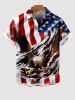 Chemise 3D Aigle Drapeau Américain Imprimé de Grande Taille avec Poche à Paillettes - Multi-A L
