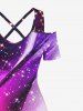 Colorful Glitter Ombre Light Beam Print Plus Size Matching Set For Couples -  
