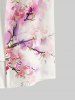 Watercolor Peach Blossom Flower Branch Print Boyleg Tankini Swimsuit and Shirts Plus Size Matching Set For Couples -  