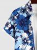 Chemise avec Poches et Boutons à Imprimé Fleurs pour Hommes - Bleu XL