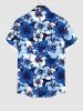 Chemise avec Poches et Boutons à Imprimé Fleurs pour Hommes - Bleu 3XL