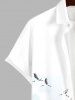 Chemise à boutons et poches pour homme, motif grue de montagne et pin, avec imprimé peinture à l'encre - Multi-A L