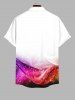 Plus Size Colorful Glitter Ombre Light Beam Print Button Pocket Shirt For Men -  