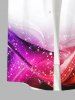 Plus Size Colorful Glitter Ombre Light Beam Print Button Pocket Shirt For Men -  