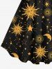 Plus Size Sun Moon Stars Galaxy Print Vintage Backless A Line Tank Dress -  