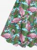 Robe Ligne A Flamant Feuille et Noix de Coco Imprimés sans Dos de Grande Taille - Vert L