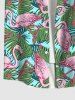 Plus Size Flamingo Coconut Leaves Print Hawaii Button Pocket Shirt For Men -  