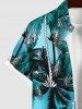 Plus Size Coconut Tree Ombre Print Buttons Pocket Hawaii Shirt For Men -  
