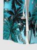 Plus Size Coconut Tree Ombre Print Buttons Pocket Hawaii Shirt For Men -  