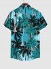 Plus Size Coconut Tree Ombre Print Buttons Pocket Hawaii Shirt For Men -  