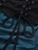 Plus Size Medieval Renaissance Lace Up Ruffles Ruched Cinched High Low Crepe Midi Dress -  