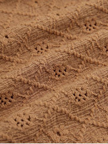 Plus Size Hollow Out Rhombus Embroidery Ruffles Surplice Top