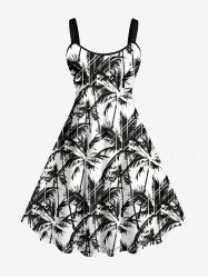Robe Hawaiienne Imprimée Cocotier à Lavis Grande Taille - Noir 4X