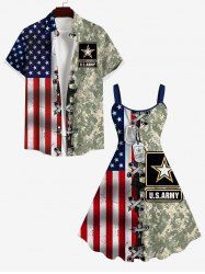 American Flag Camouflage 3D Lace Up Print Plus Size Matching Set For Couples -  