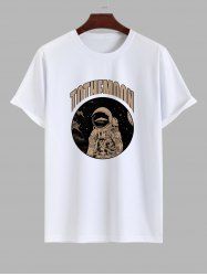 Men's Astronaut Galaxy Letters Print T-shirt -  