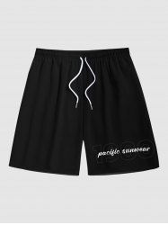 Men's Solid Color 1980 Print Beach Shorts -  