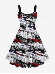 Plus Size Patriotic American Flag Newspaper Print Tank Dress -  