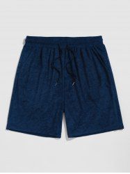 Short de Base Décontracté en Tissu en Couleur Unie à Cordon - Bleu de Minuit XL