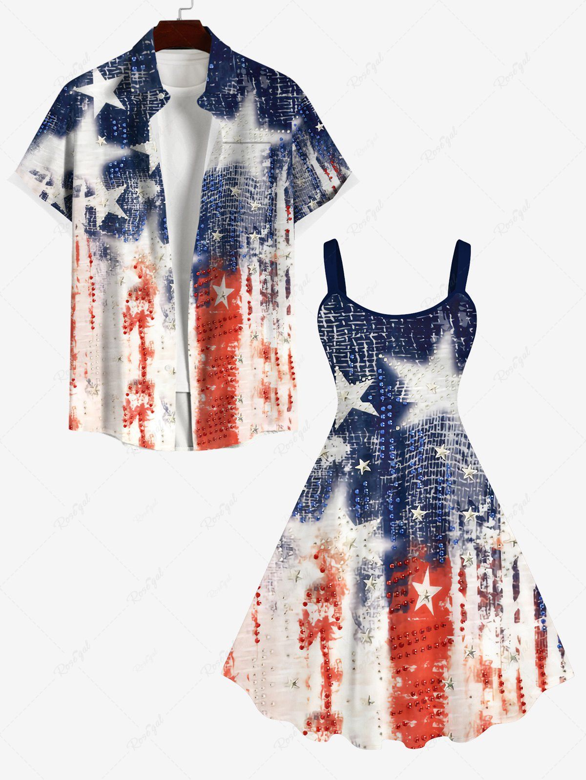 Sale Patriotic American Flag Graffiri Faux Crocodile 3D Print Plus Size Matching Set For Couples  