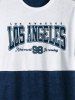 Men's Terry Cloth Toweling LOS ANGELES Letter Embroidered Colorblock Short Sleeves T-shirt -  