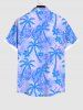 Chemise Décontractée Fleur et Arbre Noix de Coco Imprimés avec Poche de Grande Taille pour Homme - Bleu M