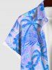 Plus Size Coconut Tree Flowers Print Buttons Pocket Hawaii Shirt For Men -  