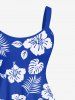 Robe Ligne A Fleur et Noix de Coco Imprimés sans Dos de Grande Taille - Bleu XS