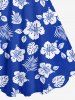 Robe Ligne A Fleur et Noix de Coco Imprimés sans Dos de Grande Taille - Bleu XS