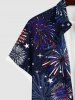 Men's Patriotic American Flag Fireworks Print Buttons Pocket Shirt -  