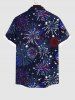 Men's Patriotic American Flag Fireworks Print Buttons Pocket Shirt -  