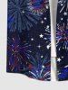 Men's Patriotic American Flag Fireworks Print Buttons Pocket Shirt -  