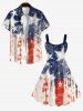 Plus Size Patriotic American Flag Graffiri Faux Crocodile 3D Print Tank Dress -  