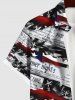 Men's Patriotic American Flag Newspaper Print Butons Pocket Shirt -  