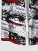 Men's Patriotic American Flag Newspaper Print Butons Pocket Shirt -  