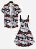 Plus Size Patriotic American Flag Newspaper Print Tank Dress -  