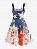 Plus Size Patriotic American Flag Graffiri Faux Crocodile 3D Print Tank Dress -  