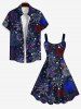 Plus Size Patriotic American Flag Fireworks Print Tank Dress -  
