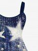 Plus Size Patriotic American Flag Graffiri Faux Crocodile 3D Print Tank Dress -  