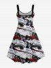 Plus Size Patriotic American Flag Newspaper Print Tank Dress -  