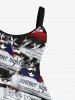 Plus Size Patriotic American Flag Newspaper Print Tank Dress -  