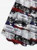 Plus Size Patriotic American Flag Newspaper Print Tank Dress -  